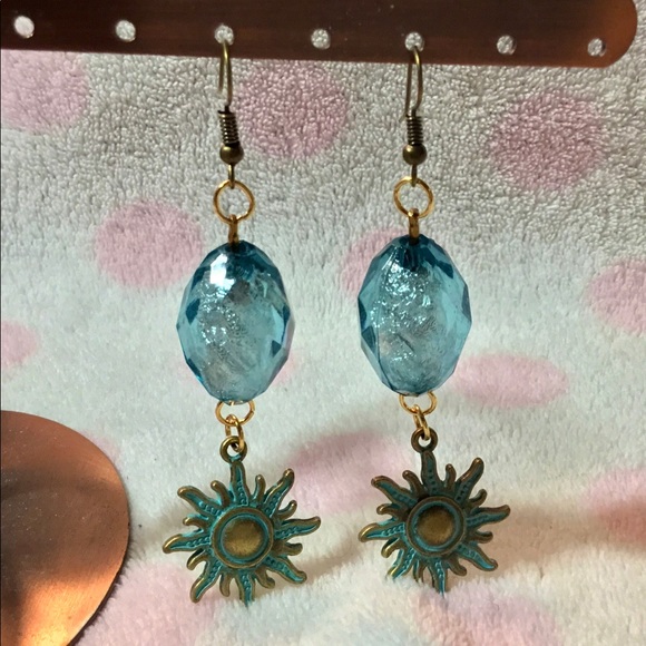 centiasodd Jewelry - SOLD! Verdigris Sun Dangle Earrings